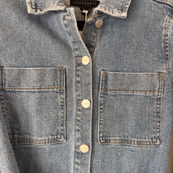 Sanctuary Denim Shirt Dress Belted Button Front Mini Dress Blue Sz S NWT - Picture 6 of 16